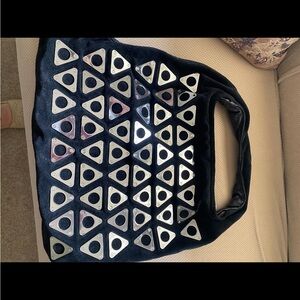 Stylish Black Tote Bag with Silver Accents